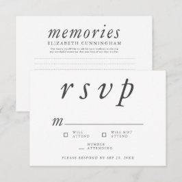 Memorial Funeral Modern Simple Memories Reply RSVP Kaartje