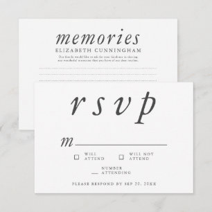 Memorial Funeral Modern Simple Memories Reply RSVP Kaartje