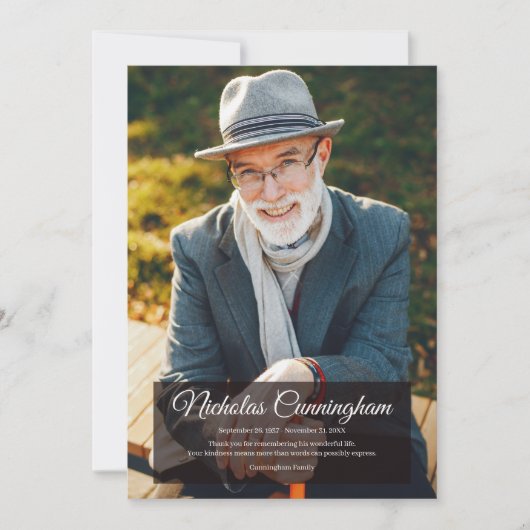 Memorial Funeral Modern Simple Photo Bedankkaart (Voorkant)