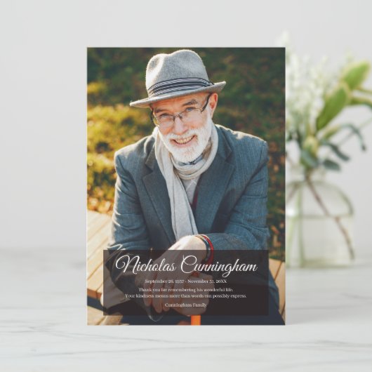 Memorial Funeral Modern Simple Photo Bedankkaart (Staand voorkant)