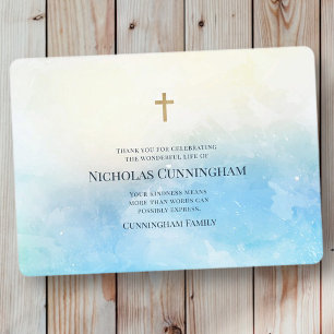 Memorial Funeral Modern Simple Waterverf Bedankkaart