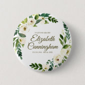 Memorial Funeral Modern Waterverf Floral Foliage Ronde Button 5,7 Cm (Voorkant)