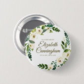 Memorial Funeral Modern Waterverf Floral Foliage Ronde Button 5,7 Cm (Voorkant /achterkant)