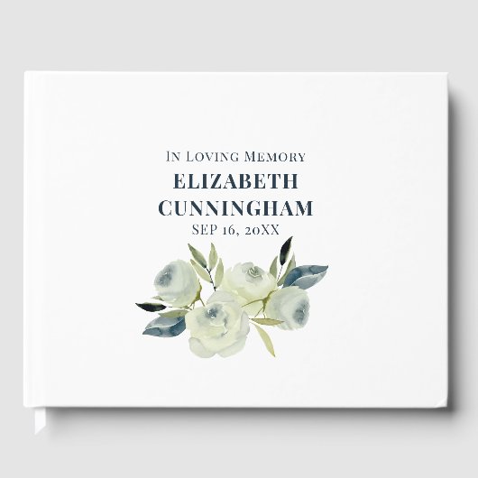 Memorial Funeral Modern Waterverf Floral Gastenboek (Voorkant)