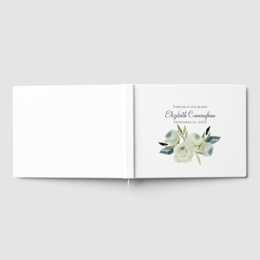 Memorial Funeral Modern Waterverf Floral Gastenboek (Volledig)
