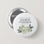 Memorial Funeral Modern Waterverf Floral Ronde Button 5,7 Cm (Voorkant /achterkant)