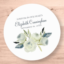 Memorial Funeral Modern Waterverf Floral Ronde Sticker