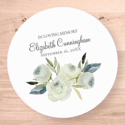 Memorial Funeral Modern Waterverf Floral Ronde Sticker