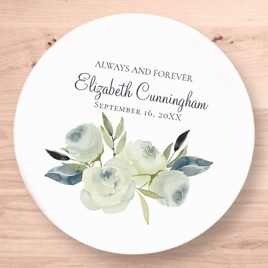 Memorial Funeral Modern Waterverf Floral Ronde Sticker