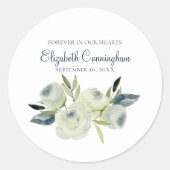 Memorial Funeral Modern Waterverf Floral Ronde Sticker (Voorkant)