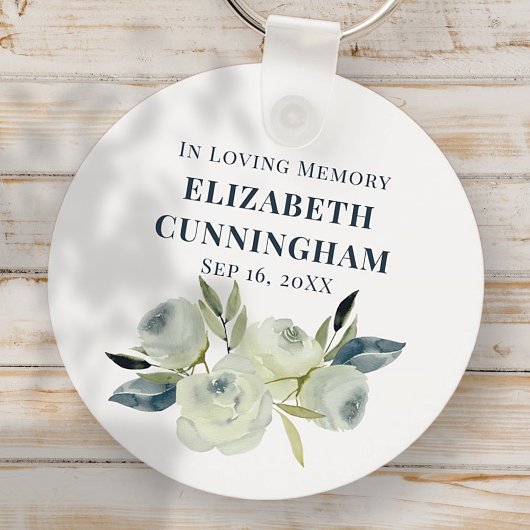 Memorial Funeral Modern Waterverf Floral Sleutelhanger
