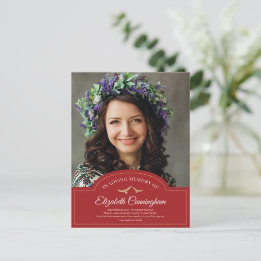 Memorial Funeral Monogram Classic Foto bedankt Briefkaart (Staand voorkant)