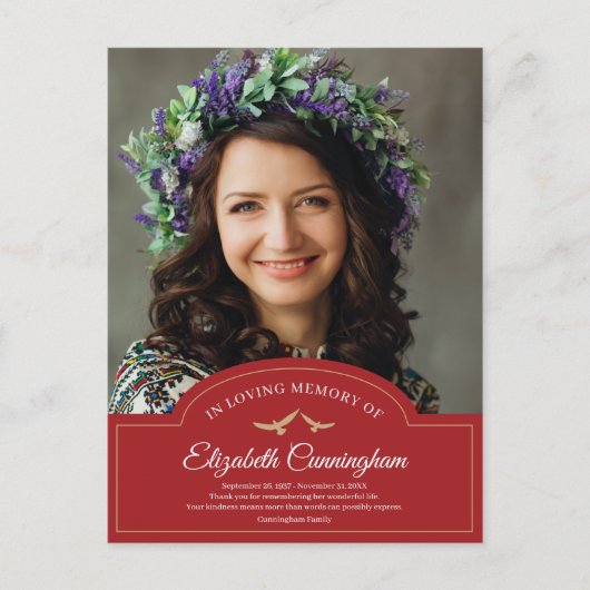 Memorial Funeral Monogram Classic Foto bedankt Briefkaart (Voorkant)