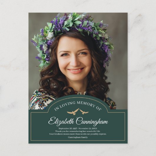 Memorial Funeral Monogram Classic Foto bedankt Briefkaart (Voorkant)
