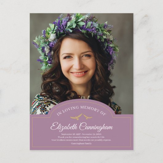 Memorial Funeral Monogram Classic Foto bedankt Briefkaart (Voorkant)