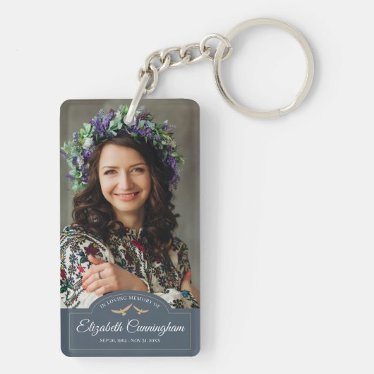 Memorial Funeral Monogram Classic Photo Keepomwill Sleutelhanger (achterkant)