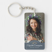 Memorial Funeral Monogram Classic Photo Keepomwill Sleutelhanger (Voorkant)