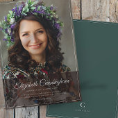 Memorial Funeral Monogram Modern Classic foto Bedankkaart