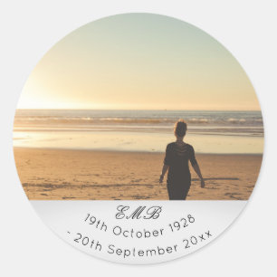 Memorial Funeral Monogram Ronde Sticker