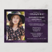 Memorial Funeral Paars Marble Celebration Life Uitnodiging Briefkaart (Voorkant)