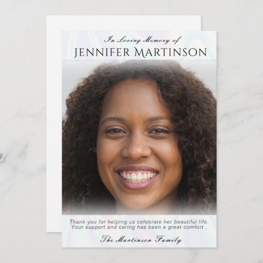 Memorial Funeral Photo Hartelijk dank Bedankkaart (Voorkant / Achterkant)