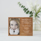 Memorial Funeral Photo Leather Celebration of Life Uitnodiging Briefkaart (Staand voorkant)