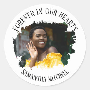 Memorial Funeral Photo Ronde Sticker