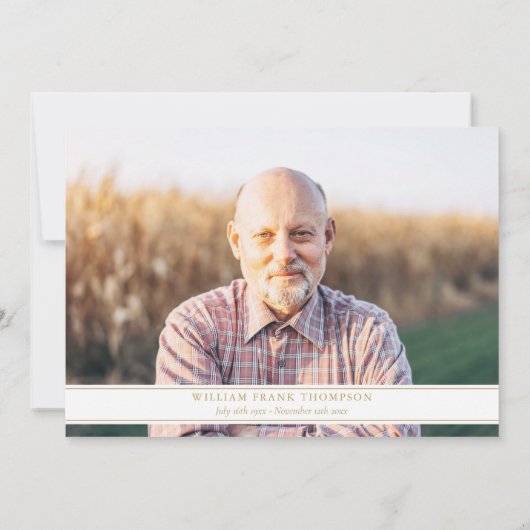 Memorial Funeral Photo Simple Elegant Gold Script  Bedankkaart (Achterkant)