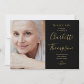 Memorial Funeral Photo van Elegant Gold Script Bedankkaart (Voorkant)