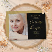 Memorial Funeral Photo van Elegant Gold Script Bedankkaart