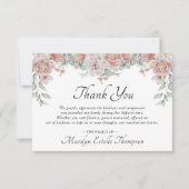 Memorial Funeral Pink Floral Waterverf Foto Bedankkaart (Voorkant)