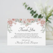 Memorial Funeral Pink Floral Waterverf Foto Bedankkaart (Staand voorkant)