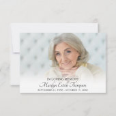 Memorial Funeral Pink Floral Waterverf Foto Bedankkaart (Achterkant)