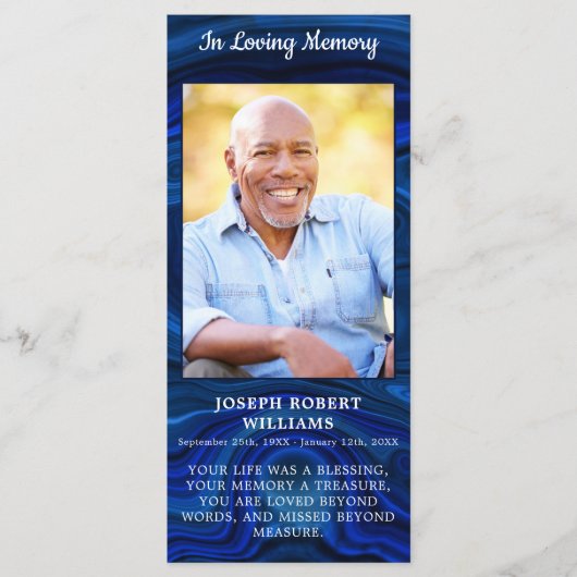 Memorial Funeral Prayer Bladwijzer Blue Marble Pho (Voorkant)