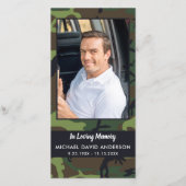 Memorial Funeral Prayer Bladwijzer Kaart Camo Foto (Voorkant)