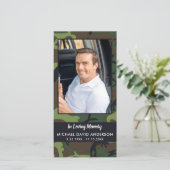 Memorial Funeral Prayer Bladwijzer Kaart Camo Foto (Staand voorkant)