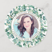 Memorial Funeral Prayer Kaart Eucalyptus Greenery (Voorkant)