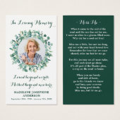 Memorial Funeral Prayer Kaart Eucalyptus Greenery (Voorkant /achterkant)