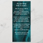 Memorial Funeral Prayer Kaart Foto Emerald Green (Achterkant)