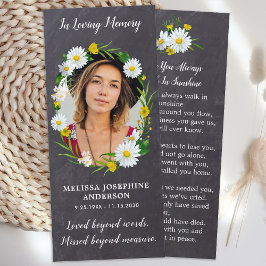 Memorial Funeral Prayer Kaart Foto Floral Bladwijz