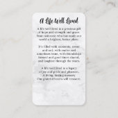 Memorial Funeral Prayer Kaart Foto Simple Marble Contactkaartje (Achterkant)