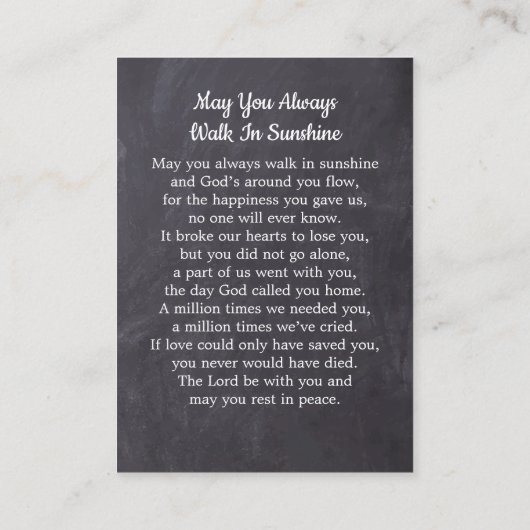 Memorial Funeral Prayer Kaart Rustic 3 Contactkaartje (Achterkant)