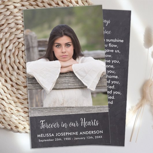 Memorial Funeral Prayer Kaart Rustic Foto Contactkaartje