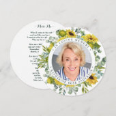 Memorial Funeral Prayer Kaart Sunflower Eucalyptus (Voorkant / Achterkant)