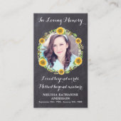 Memorial Funeral Prayer Kaart Sunflower Floral Contactkaartje (Voorkant)