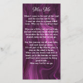 Memorial Funeral Prayer Kaart Sympathie Foto Paars (Achterkant)