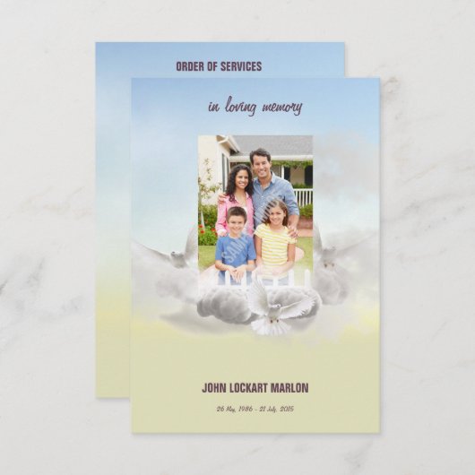 Memorial Funeral Program Card Kaart (Voorkant / Achterkant)