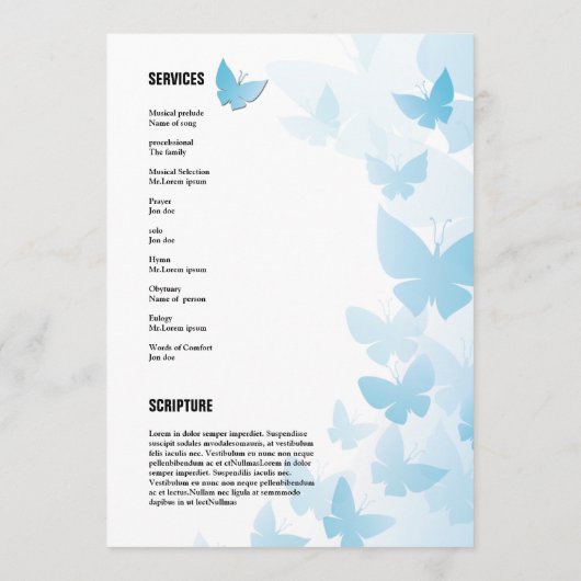 Memorial Funeral Program Card Programmakaart (Achterkant)