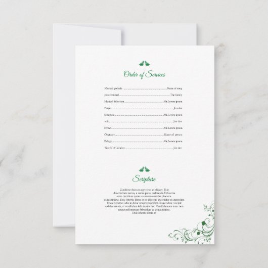 Memorial Funeral Program Card Sjabloon Kaart (Achterkant)