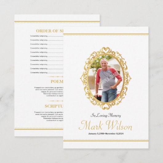 Memorial Funeral Program Card Sjabloon Kaart (Voorkant / Achterkant)
